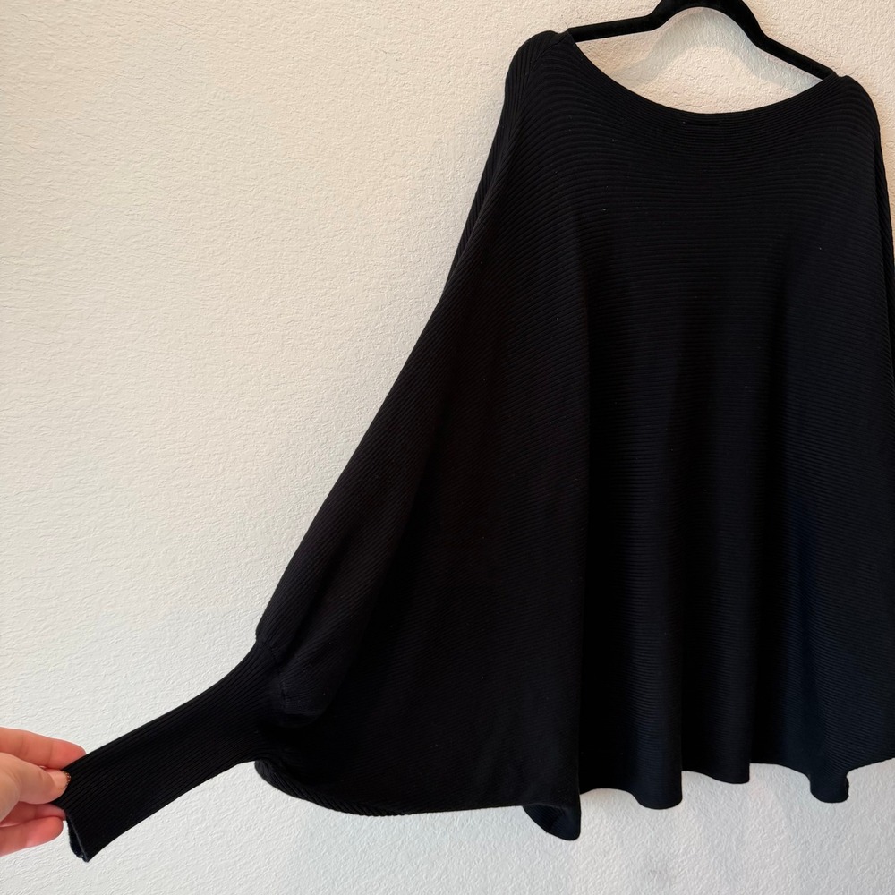 Arula Black Ribbed Knit Dolman Sleeve Sweater Boat Neck Oversized 2X 18/20 - Picture 4 of 5